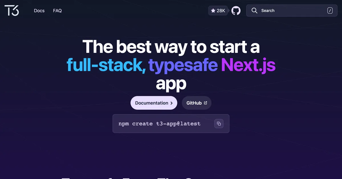 create-t3-app interface